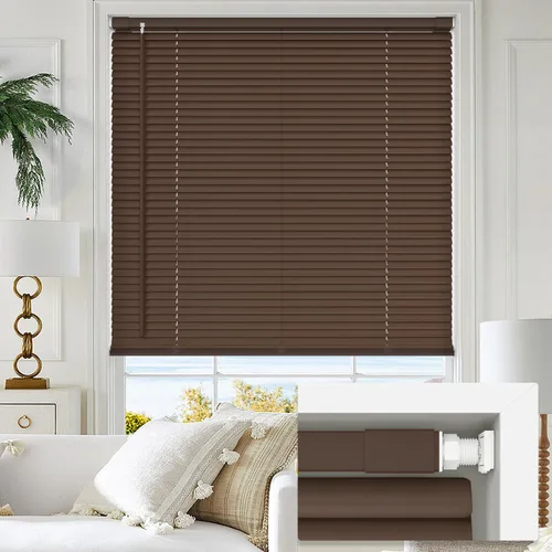 Miniatura 8 de LazBlinds sin herramientas sin taladro persianas mini de vinilo de 1 pulgada, persianas inalámbricas para ventanas, persianas y cortinas