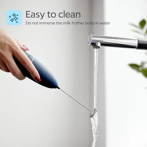 Miniatura 6 de Espumador de leche de mano - Varita eléctrica para hacer espuma con batidor de acero inoxidable - Mini mezclador a batería para café, matcha, lattes