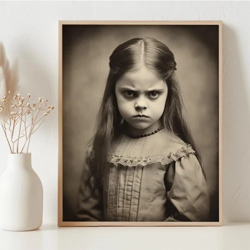 Miniatura 3 de Devilish Little Girl - Oddities and Curiosities 11x14 Framed Print, Vintage Creepy Girl Poster, Victorian Gothic Wall Art, Eerie Child Portrait
