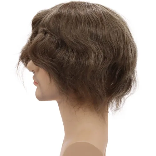 Miniatura 4 de Sistema de reemplazo de cabello humano para hombre, tupé para hombre, piel fina con parte superior de encaje mono y la parte trasera de poliuretano