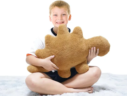 Miniatura 8 de Almohada de Nugget de pollo en forma de dinosaurio, 3 piezas de Nugget de pollo en forma de dinosaurio de peluche para niños, adultos y novias
