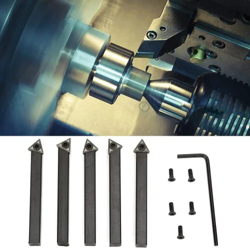 Miniatura 5 de Juego de 5 piezas de insertos de carburo indexables de 1/4 pulgadas, broca de herramientas de torno de carburo, broca de inserción de herramientas