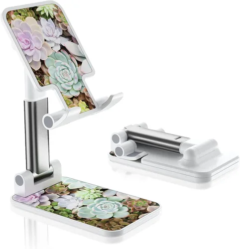 Miniatura 9 de Soporte de teléfono plegable para escritorio - Soporte de teléfono celular de ángulo ajustable - Adecuado para iPhone, Samsung - Flor negra