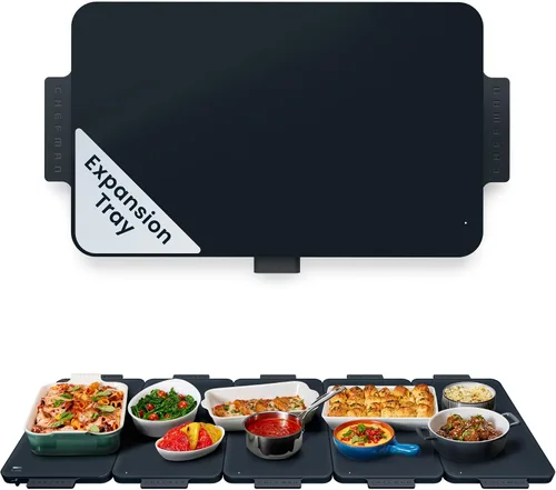 Miniatura 11 de Chefman Bandeja de calentamiento eléctrica con control de temperatura ajustable, perfecta para bufés, restaurantes, fiestas, eventos y cenas en Negro