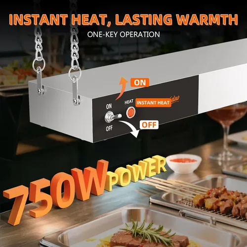 Miniatura 2 de Lámpara de calor de alimentos, calentador de tira de lámpara de calor comercial de alimentos de 24 pulgadas, lámpara de calor de acero inoxidable