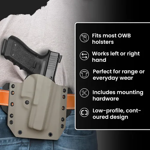 Miniatura 6 de Kydex - Alas de panqueques para fundas OWB, trabillas ambidiestras para cinturón de 1.75 pulgadas con herrajes, kit de montaje preperforado para un