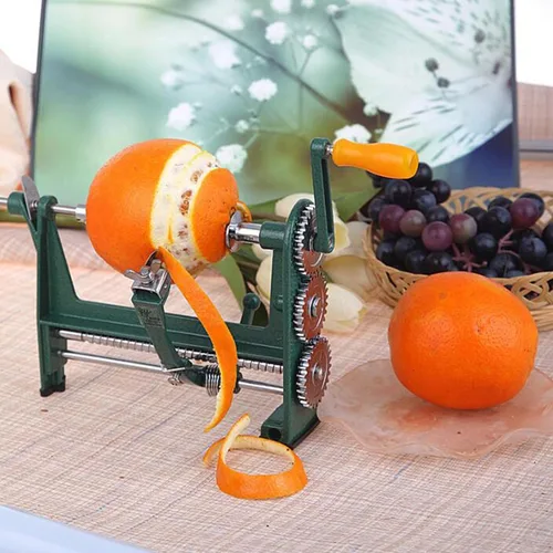 Miniatura 5 de Pelador naranja Pelador de manzana de manivela con potente base de abrazadera de patata Kiwi Peeling Machine Acero inoxidable azul 250 × 110.6 ×