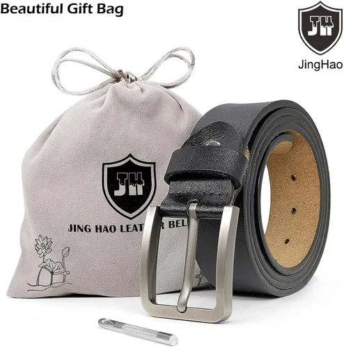 Miniatura 6 de JingHao Cinturón para hombre grande y alto de 30 a 65 pulgadas, cinturones de cuero genuino para hombre, cinturón casual de trabajo, pantalones