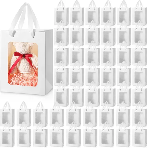 Miniatura 8 de Harloon 24 Pcs Racing Car Paper Gift Bags with Clear Transparent Window, Checkered Flag Treat Party Favor Bags with Handles for Race Car Birthday
