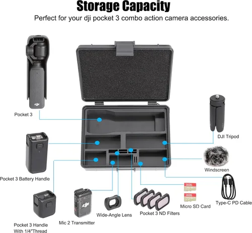 Miniatura 2 de PellKing Funda rígida para cámara DJI OSMO Pocket 3, caja de almacenamiento compatible con accesorios DJI Pocket 3