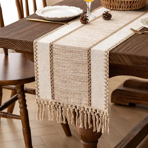 Miniatura 22 de FEXIA Camino de Mesa Negro con Borlas de 72 Pulgadas Macramé Boho Estilo Granja Camino de Mesa para Decoración de Dormitorio y Comedor