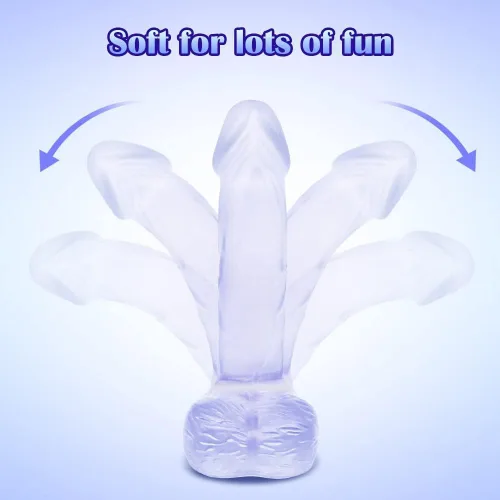 Miniatura 2 de Mini consolador realista de silicona de 4 pulgadas, tapón anal para principiantes, consolador suave con eje curvado y bolas, juguete sexual para Azul