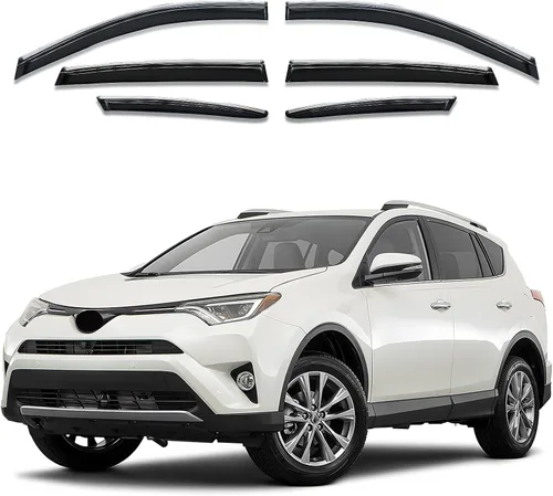 Miniatura 12 de Juego de 6 viseras de ventana para Toyota RAV4 2013 2014 2015 2016 2017 2018 Safe Rain Out-Channel Guard deflector