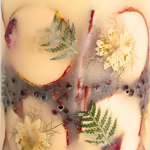 Miniatura 5 de Rosy Rings Vela botánica redonda mediana – Manzana picante de 6.5 pulgadas, tiempo de combustión, 200 horas, notas de cardamomo, canela, clavo