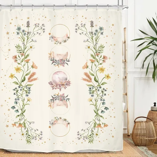 Miniatura 15 de Miyotaa - Juego de cortinas de ducha con fase lunar celestial, diseño de luna iluminada, gótico, zodiacal, astrología, tarot, bruja, de poliéster