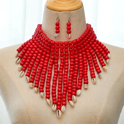 Miniatura 2 de Kicomvi Collar bohemio con cuentas de madera con cuentas de madera, multicolor, collar grueso en capas, collar con pendientes, collar africano