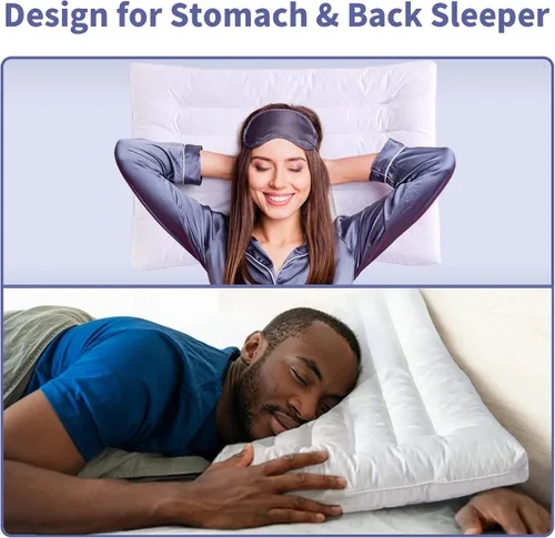 Miniatura 6 de ROYALAY Almohada ultra fina para personas que duermen boca abajo y de espalda, almohada plana delgada de 2.5 pulgadas, diseño de perfil extra bajo