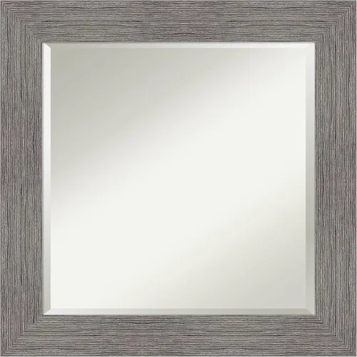 Miniatura 7 de Amanti Art Espejo de baño gris para sobre el fregadero, espejo rectangular gris rústico de corteza de 25 x 21 pulgadas, marco rústico de campo