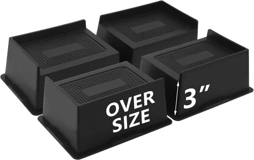 Paquete de 4 elevadores de cama de 3 pulgadas, elevadores de muebles extra grandes de alta resistencia, elevadores de cama extra anchos para sofá,