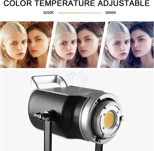 Miniatura 5 de GVM - Luz de video LED de 200 W con linterna Softbox, SD200D Kit de iluminación de estudio de fotografía con control Bluetooth/DMX, 93000lux@1.6 ft