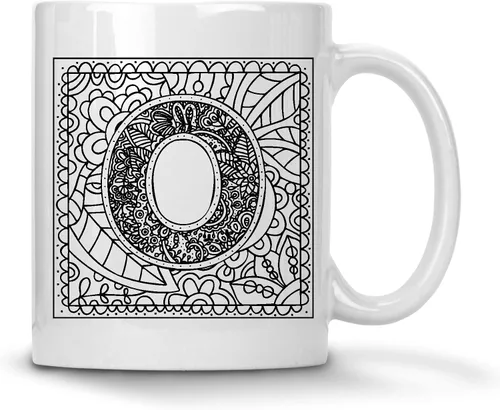 Miniatura 27 de Alankathy Mugs Taza de café monograma, 11 oz, color blanco (A)