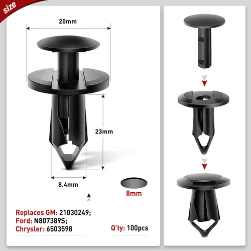 Miniatura 2 de Nilight 100 clips de remache de nailon para GM 21030249 para Ford N807389S para Chrysler 6503598, 1 removedor de sujetadores adicionales Para GM
