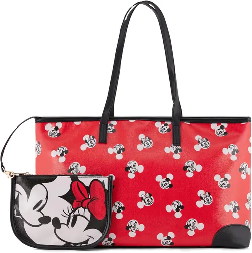 Disney Bolsa de mano de Mickey y Minnie Bolso de mano para niñas, niños, adolescentes, adultos Mickey y Minnie Mouse de piel sintética sintética