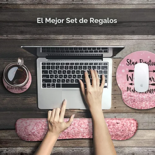 Miniatura 7 de iCasso - Alfombrilla de mouse, juego grande de alfombrillas de escritorio rosa, 4 en 1 XXL, alfombrilla de mouse + reposamuñecas para teclado +