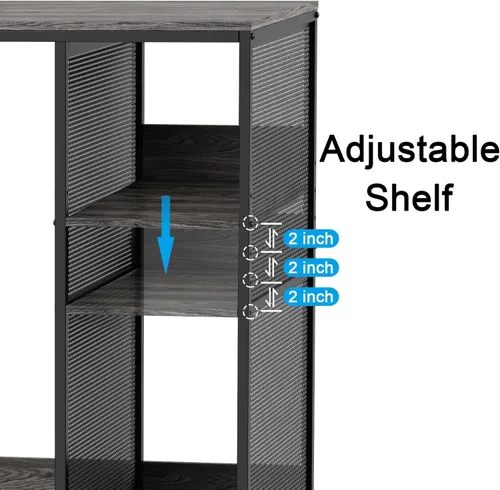 Miniatura 6 de KirKical - Gabinete de 3 niveles para barra de café con espacio para mini refrigerador, soporte de microondas resistente en color gris rústico