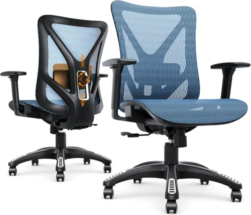 Silla de oficina ergonómica, sillas de escritorio de malla para computadora con soporte lumbar ajustable, reposabrazos 3D, función de inclinación,