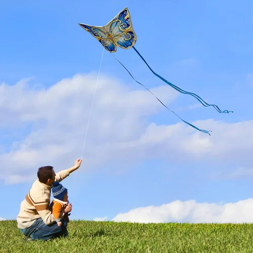 Miniatura 3 de Xida - Cometa de mariposa para niños y adultos, fácil de volar, de 4 a 8 años, cometa grande con mango de 300 pies, perfecta para viajes a la playa
