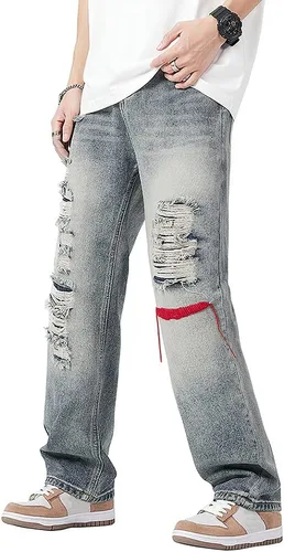 Miniatura 3 de PARVENZA Pantalones de mezclilla clásicos para hombre, pantalones rectos