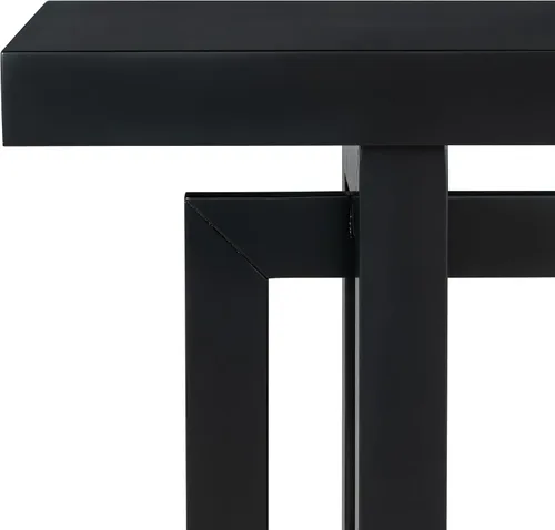 Miniatura 7 de Mesa de entrada de 59.1 pulgadas con chapa de pino, única mesa consola de diseño triple rectangular con patas gruesas de madera de pino, mesa