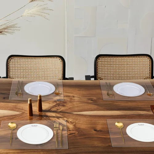 Miniatura 7 de 4 protectores de mesa transparentes de 12 x 16 pulgadas de plástico de 0.059 in de grosor, impermeable, fácil de limpiar, resistente a la limpieza