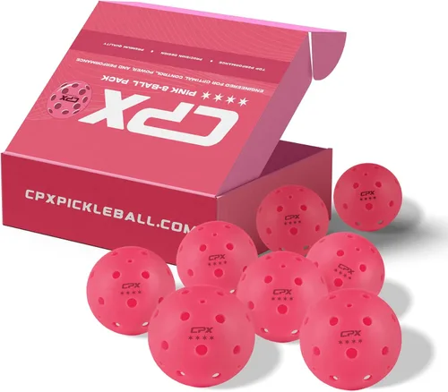 CPX 8-Pack Outdoor Pickleball – Outdoor, Seamless & Long-Lasting – Great for Beginners, Pros, & Clubs Rosa