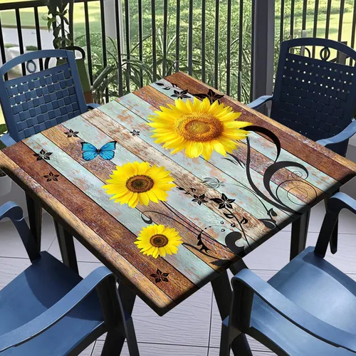 Miniatura 20 de Round Fitted Tablecloth with Elastic Outdoor Table Cover Round Elastic Tablecloths for Tables Waterproof Wipeable Table Cloths for