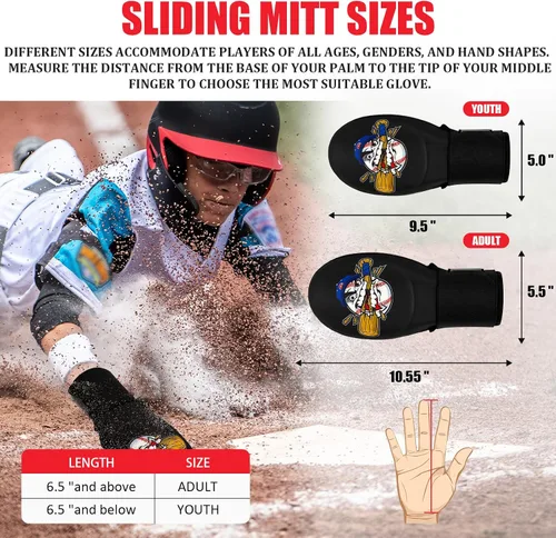Miniatura 2 de Sliding Mitt, Baseball Youth Sliding Glove Hand Guard for Baserunning, Neoprene with Aluminum Reinforcement and Padded Palm, for Baseball and