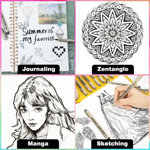 Miniatura 6 de KERIFI Micro-Pen - Bolígrafos de tinta fineliner, paquete de 12 bolígrafos de dibujo de punta fina, impermeables, tinta de archivo, multiliner