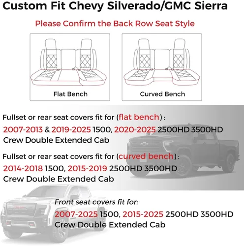 Miniatura 4 de Huidasource Fundas de asiento para Chevy Silverado 1500, fundas de asiento Silverado, GMC Sierra Pickup 1500 2007-2013 y 2019-2025, 2500HD 3500HD