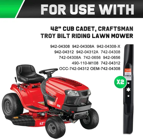 Miniatura 8 de Grasscool Cuchillas de cortacésped de 42 pulgadas Reemplazan Troy Bilt Cub Cadet 942-04308 para Bronco Pony Mustang XT1-42 ZT1-42 42 '' Tractor