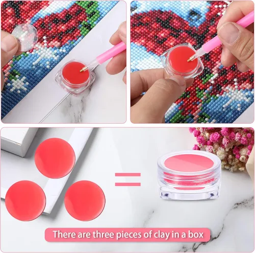 Miniatura 3 de FEBSNOW 45 piezas de cera de pintura de arte de diamante, 15 unidades de cera para pintura de arte de diamantes con caja de almacenamiento llena