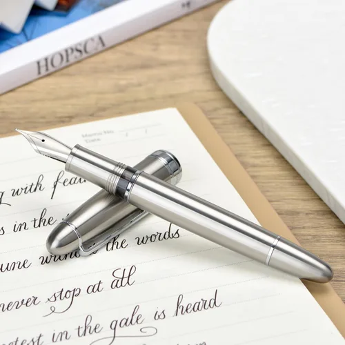 Miniatura 7 de Asvine J16 Pluma estilográfica de titanio sólido Jowo Plumín fino Relleno de pistón, diseño de ventana de tinta con llave inglesa y caja de pluma
