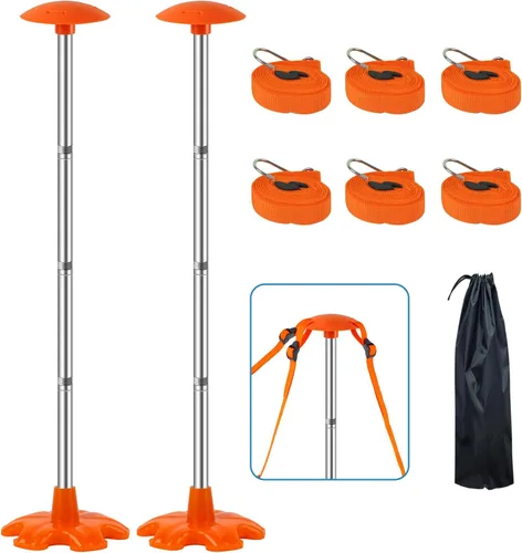 Miniatura 13 de Paquete de 2 postes de soporte para cubierta de barco con base de goma antideslizante y correa, sistema de soporte para cubierta de barco