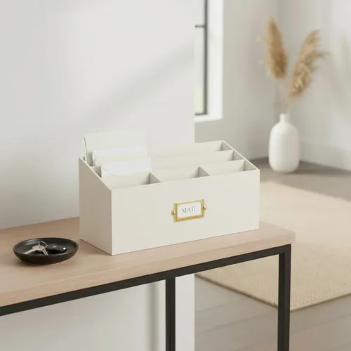 Miniatura 7 de KIBAGA Elegante organizador de correo de lino para tu encimera: organiza fácilmente bolígrafos, correo y más en espaciosos compartimentos
