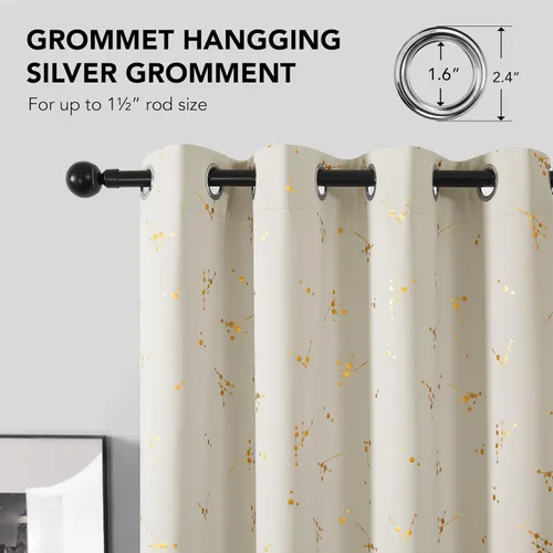 Miniatura 6 de Deconovo Cortinas opacas, 2 paneles, 52 x 72 pulgadas, cortinas con aislamiento térmico para oscurecer la habitación, con ojales para dormitorio