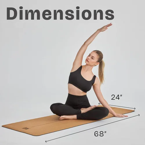 Miniatura 4 de LunaYena - Tapete de yoga de corcho, respetuoso con el medio ambiente, corcho natural antideslizante y base de goma no tóxica para mujeres