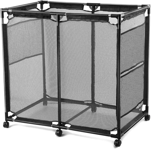 JEFEE Contenedores de almacenamiento para piscina, carrito de almacenamiento de seguridad para piscina, contenedor organizador estándar con malla de
