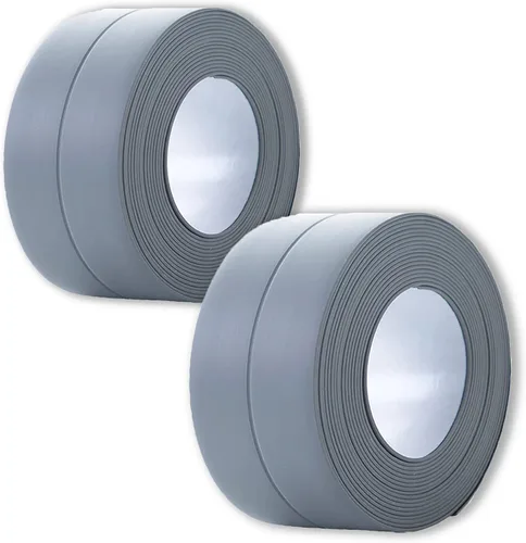 Paquete de 2 tiras de calafateo autoadhesivas de PVC de 1.5 pulgadas x 10.5 pies, cinta de silicona impermeable para sellado para baño, bañera,