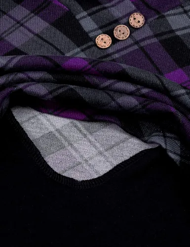Miniatura 4 de QUINEE sudadera con capucha para mujer de manga larga a cuadros, bloque