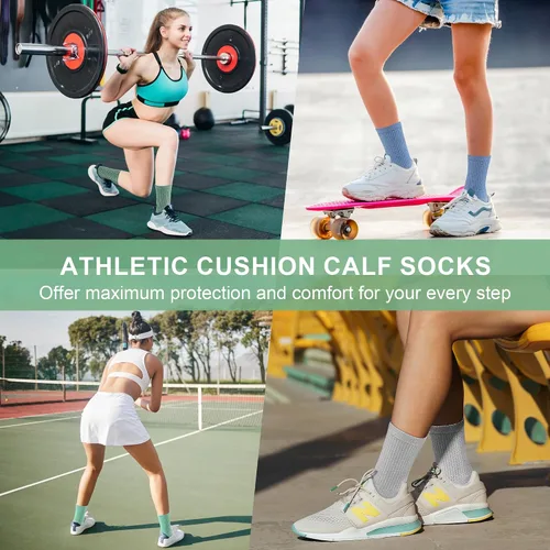 Miniatura 7 de cuangya Calcetines deportivos de compresión acolchados para mujer, 5 pares